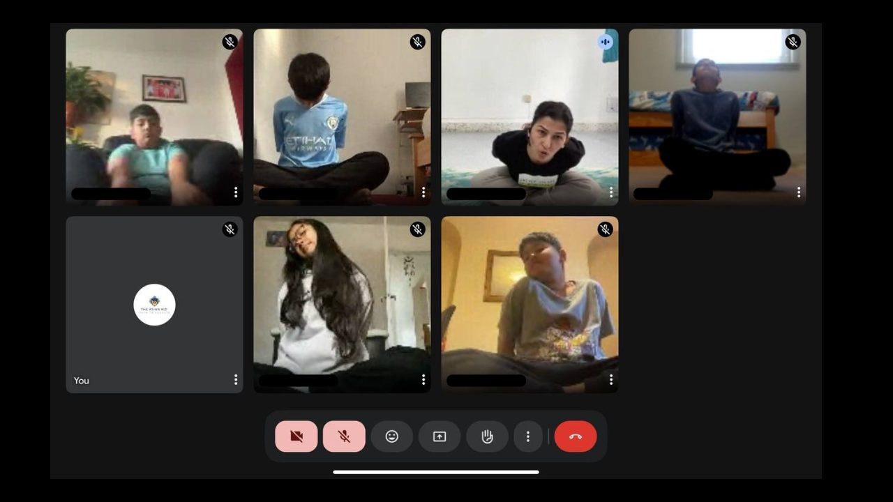 Small group of students on camera in a live class